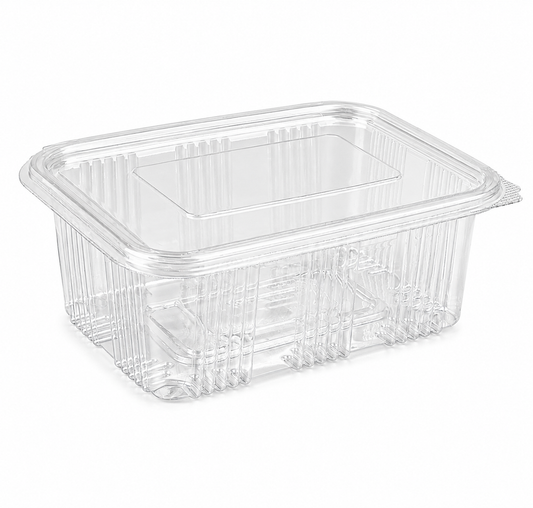 Caserole transparente dreptunghiulare cu capac atașat, 600 cc, 100 buc/set