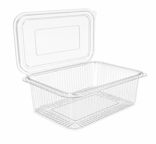 Caserole transparente cu capac atașat PET groase, 1000 cc, 50 buc/set