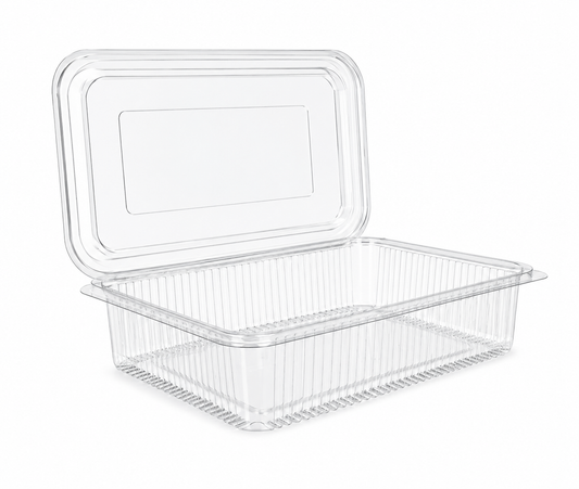 Caserole transparente cu capac atașat PET groase, 1500 cc, 100 buc/set