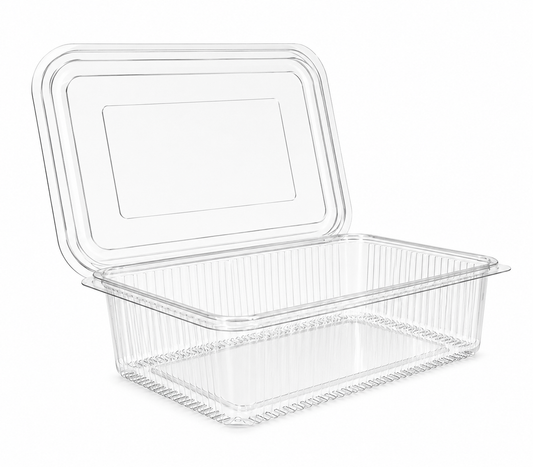 Caserole transparente cu capac atașat PET groase, 2000 cc, 100 buc/set