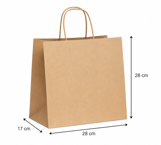 Hârtie hârtie kraft virgin  28×17×28 cm, mâner șnur