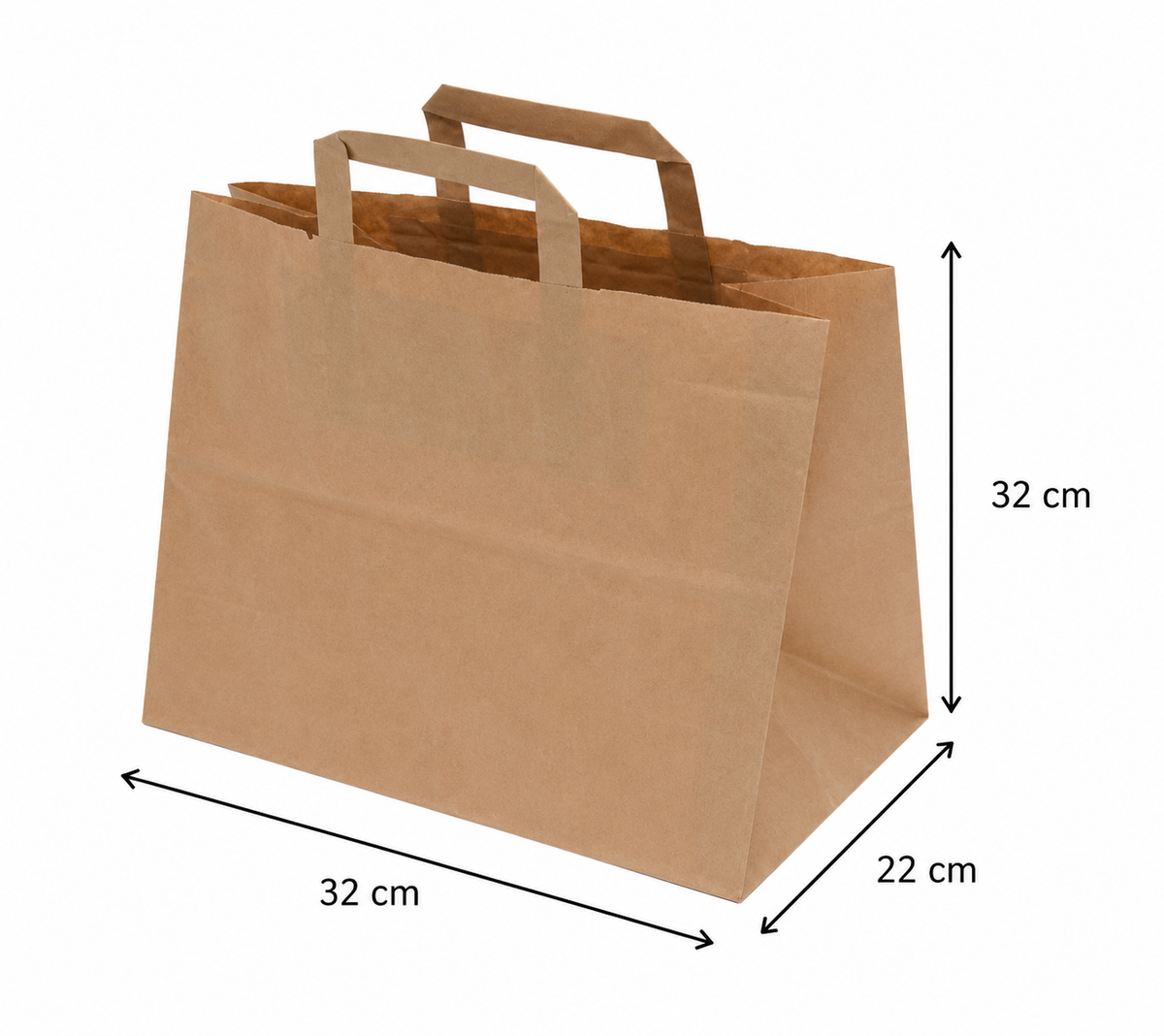 Pungă hârtie kraft virgin 32×22×32 cm, mâner plat