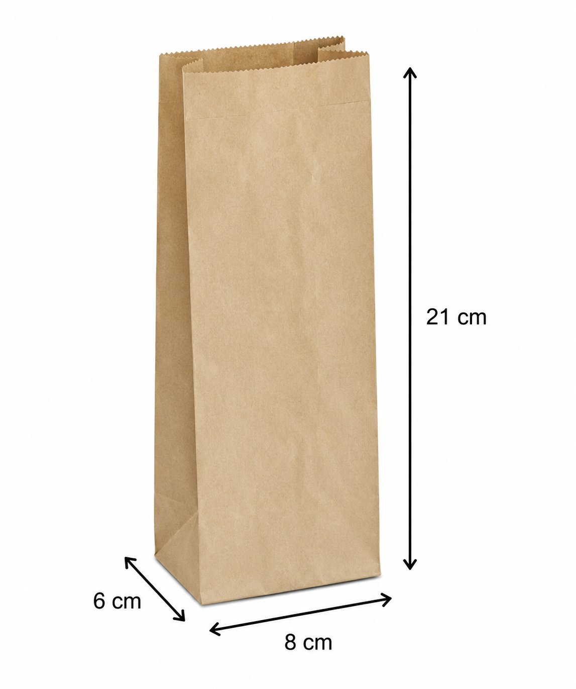 Pungă hârtie natur pentru patiserie, 1/4,  8×6×21 cm