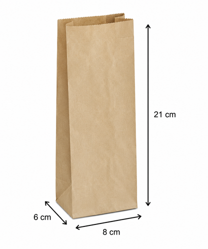 Pungă hârtie natur pentru patiserie, 1/4,  8×6×21 cm