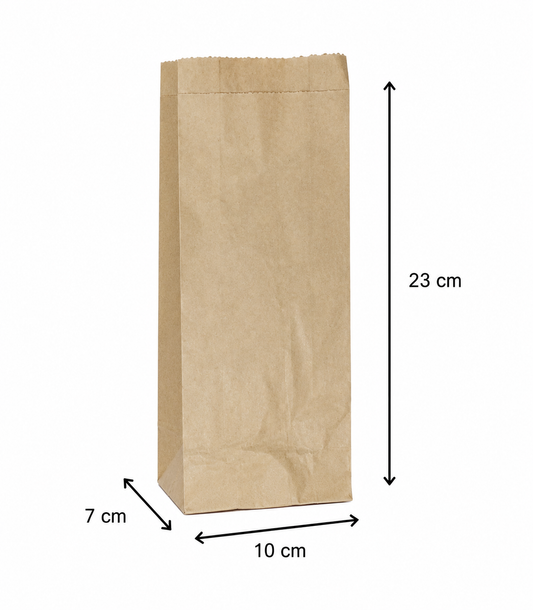Pungă hârtie natur pentru patiserie, 1/2, 10×7×23 cm