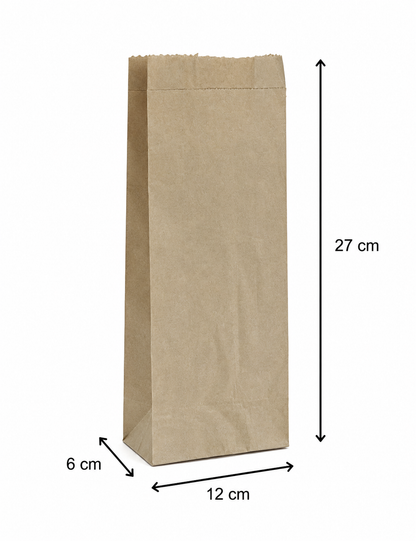 Pungă hârtie natur pentru patiserie, 12×6×27 cm