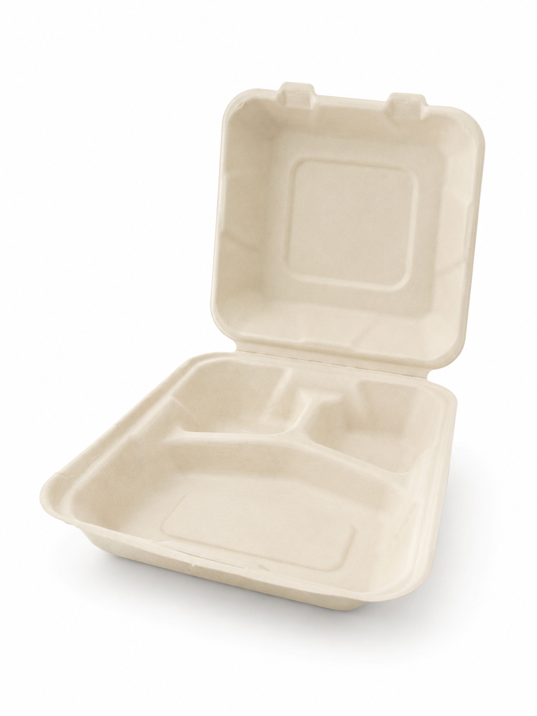 Caserolă meniu 3 compartimente BIO trestie de zahăr 20x20 cm