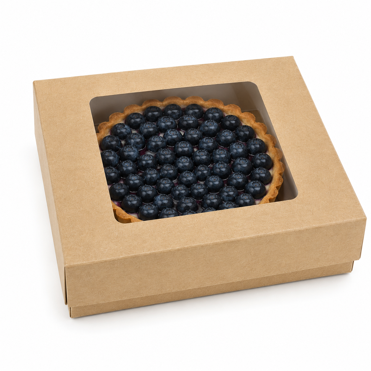 Cutii carton natur cu fereastră, 115 × 115 × 40 mm
