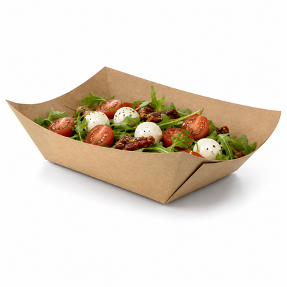 Bărcuțe street food din carton natur cu polietilenă, 400 ml