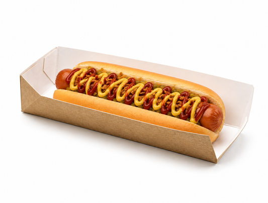 Tăviță din carton natur mare pentru baghetă și hot dog