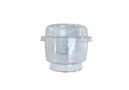 Cupa aperitiv sau desert transparenta cu picior si capac transparent