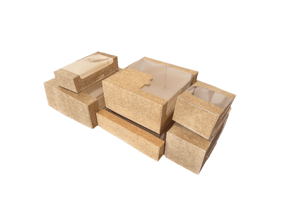 Cutii carton natur cu fereastra pentru prajituri 
