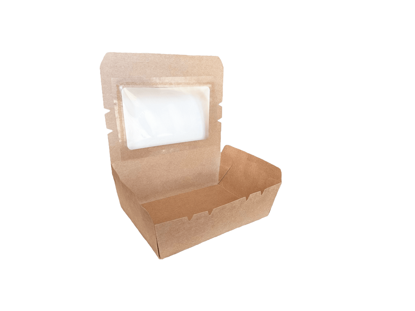 Cutii carton kraft meniu catering 2100 ml, cu fereastra, 19,5 x 14 x H 6,5 cm, 50 buc/set