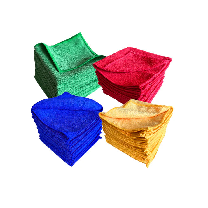 Lavete microfibra 40 x 40 cm, 4 culori, vrac in punga transparenta, 10 buc/set