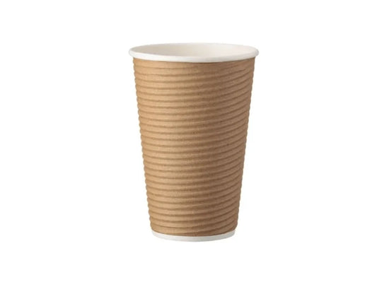 Pahare de carton kraft cu perete dublu 16 oz, 25 buc/set