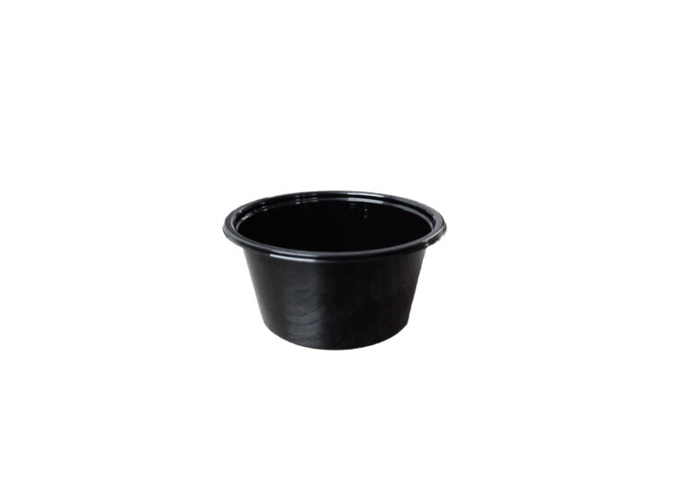 Sosiere negre rotunde cu capac detasat, 100ml, 100buc/set