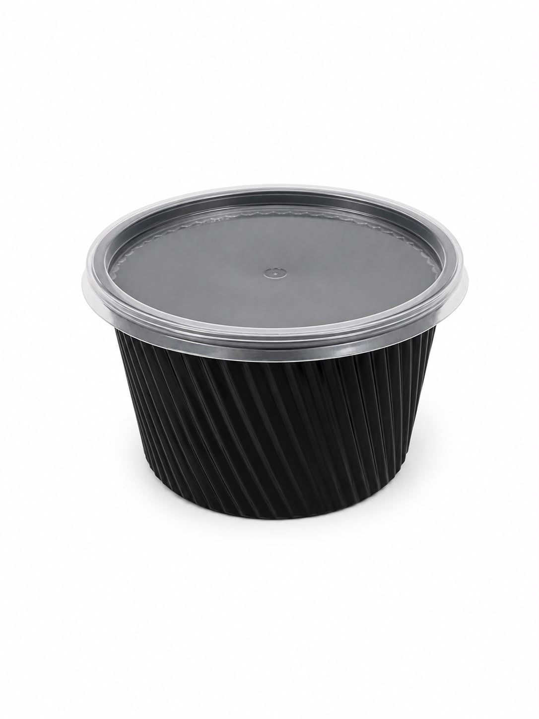 Boluri pentru supa din PP negru, cu capac transparent 500ml, 50buc/set