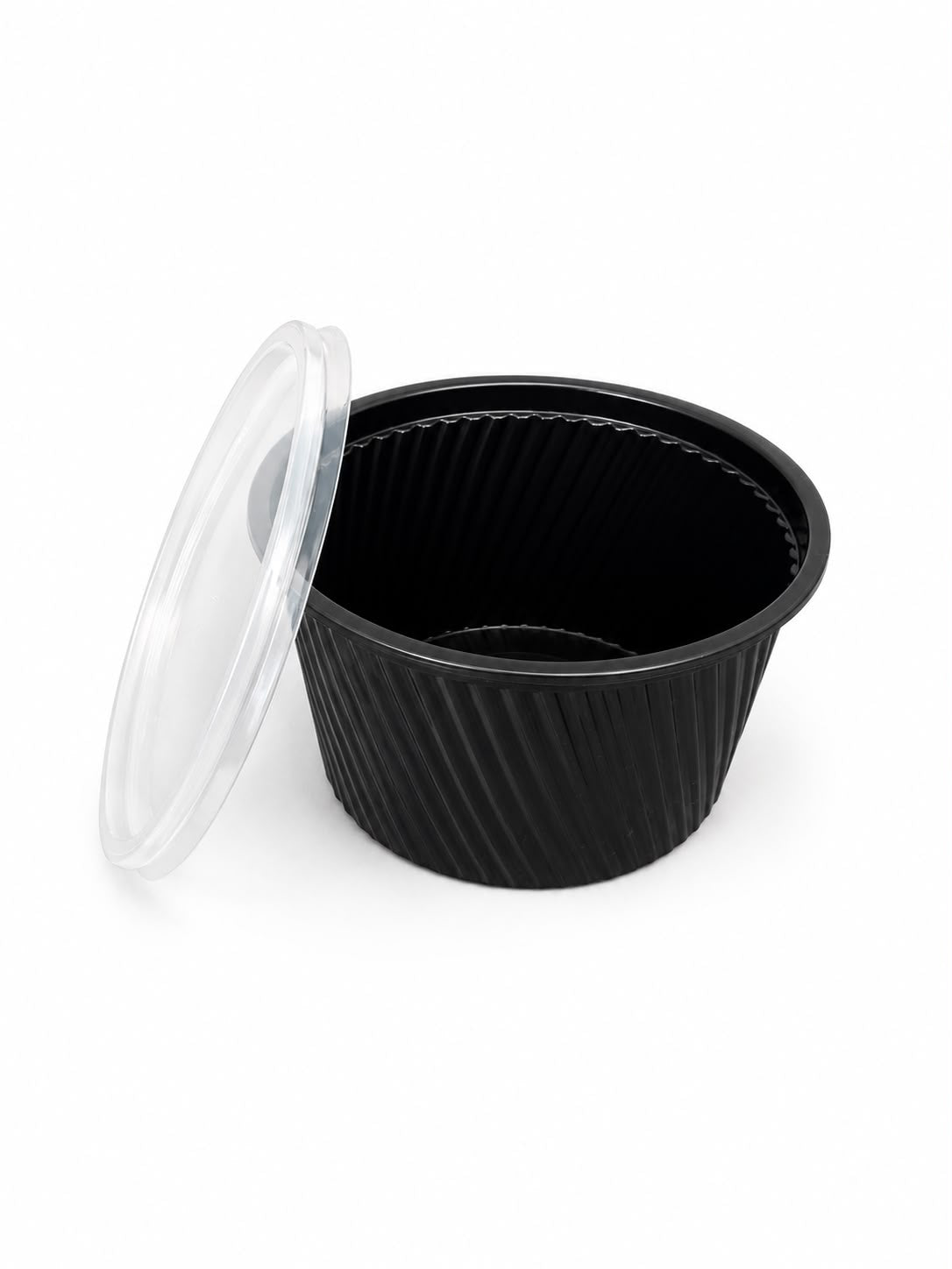 Boluri pentru supa din PP negru, cu capac transparent 500ml, 50buc/set