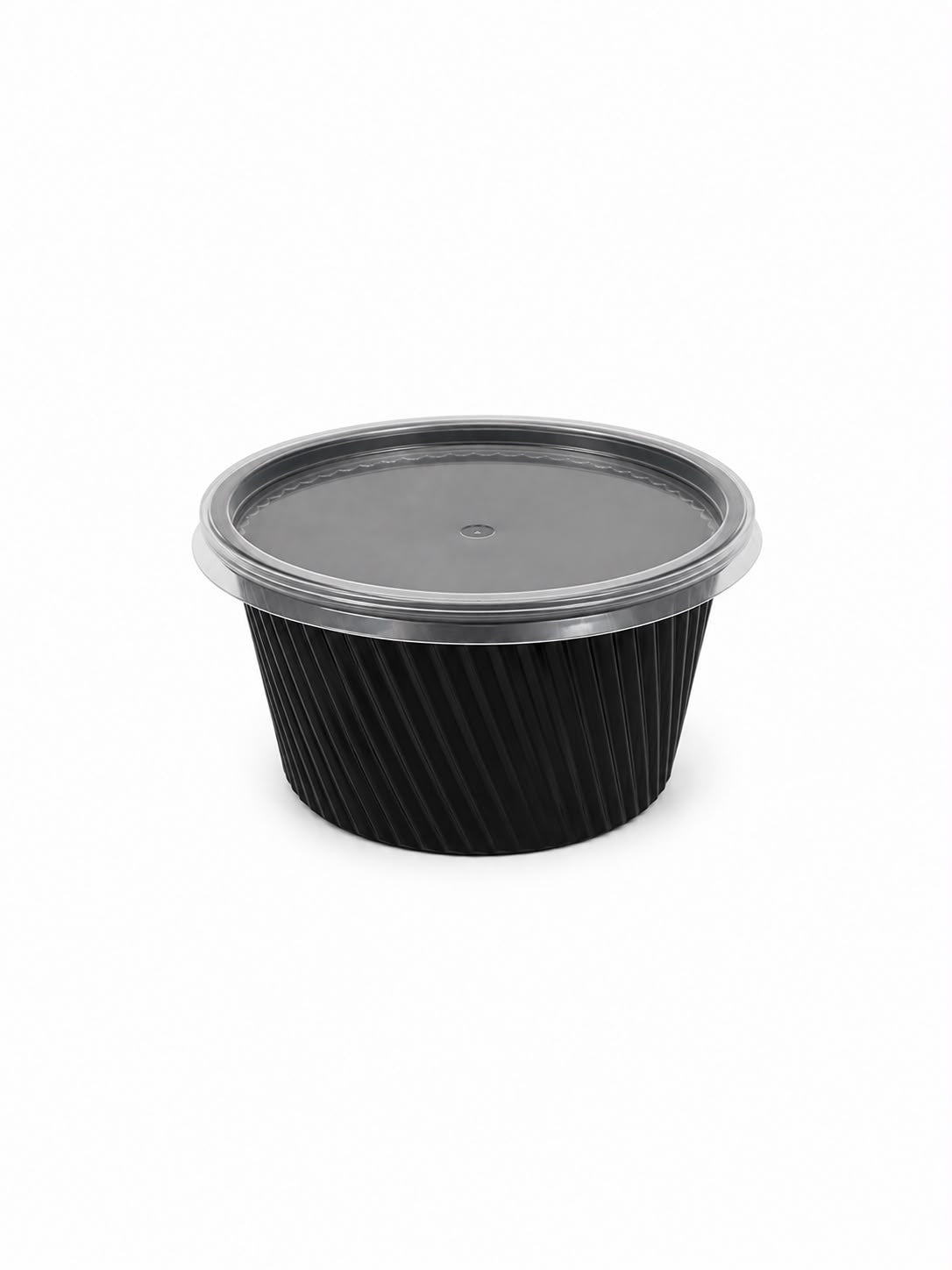Boluri supa negru din PP cu capac transparent inclus, 350 ml, 50 buc/set