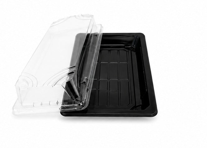 Caserole sushi  negre cu capac transparent, 217*136mm