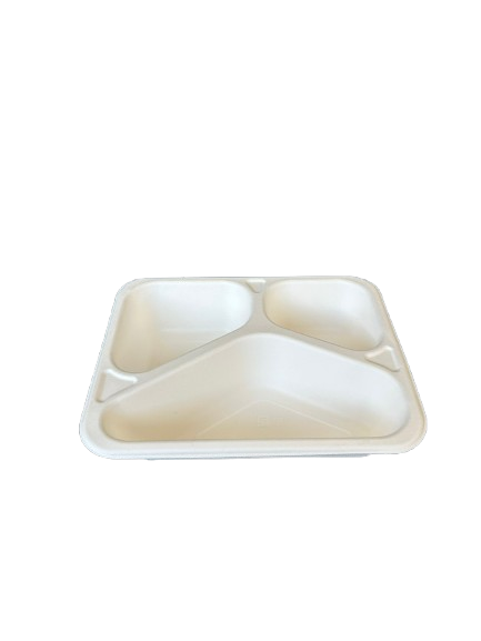 Caserole termosudabile BIO din trestie de zahar , 3 compartimente, 227*178*50,  50 buc/set