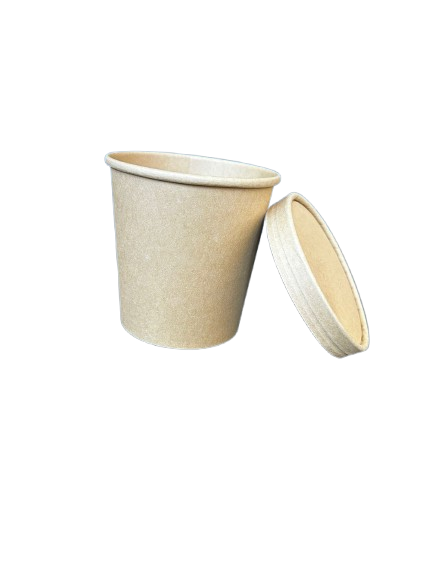 Boluri din carton natur 26 oz / 770 ml si capac, 25 buc/set