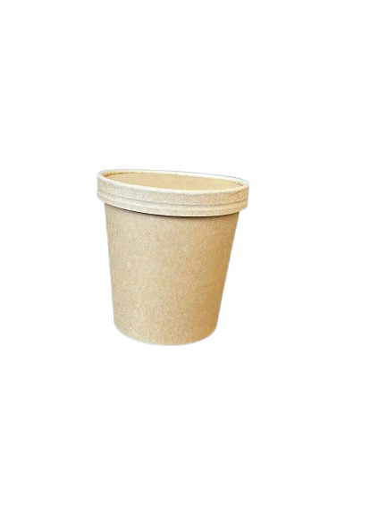 Boluri din carton natur 26 oz / 770 ml si capac, 25 buc/set