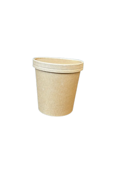 Boluri din carton natur 26 oz / 770 ml si capac, 25 buc/set