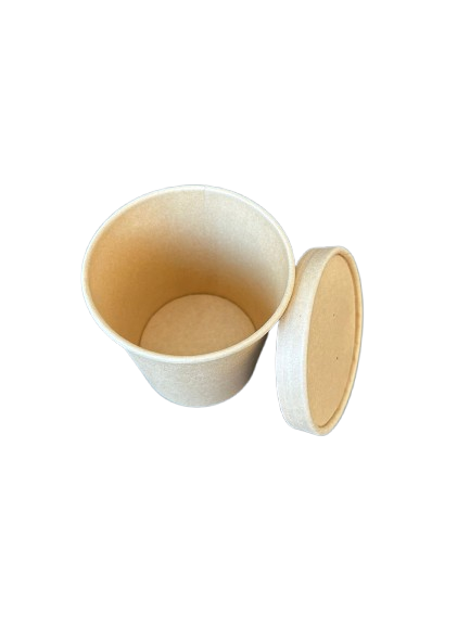 Boluri din carton natur 26 oz / 770 ml si capac, 25 buc/set