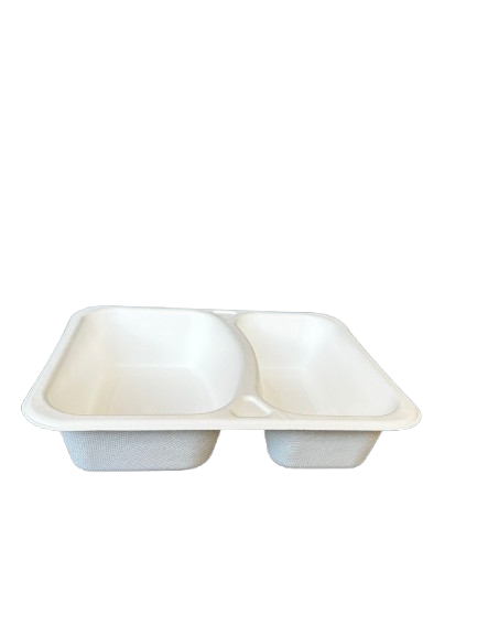 Caserole BIO termosudabile din trestie de zahar, 2 compartimente, 227*178*50, 50 buc/set
