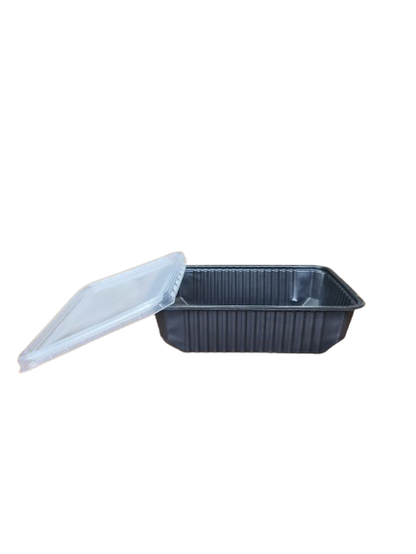 Caserole negre cu capac transparent inclus,  173*130*65 mm, 50 buc/set
