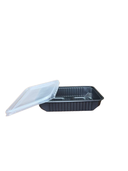 Caserole negre cu capac transparent inclus, 500 ml, 173*129*34 mm, 50 buc/set