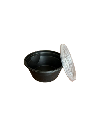 Goodpack - Boluri pentru supa din PP negru, cu capac transparent 460ml, 50buc/set