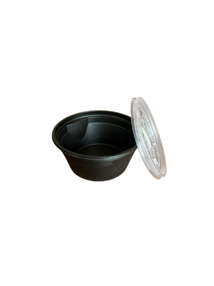Goodpack - Boluri pentru supa din PP negru, cu capac transparent 460ml, 50buc/set