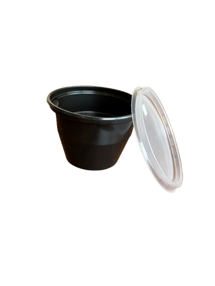 Goodpack - Boluri pentru supa din PP negru, , cu capac transparent, 680ml, 50buc/set