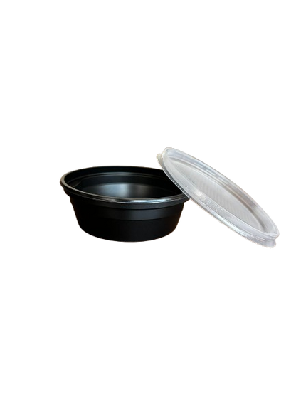 Goodpack - Boluri pentru supa din PP negru, cu capac transparent 360ml, 50buc/set