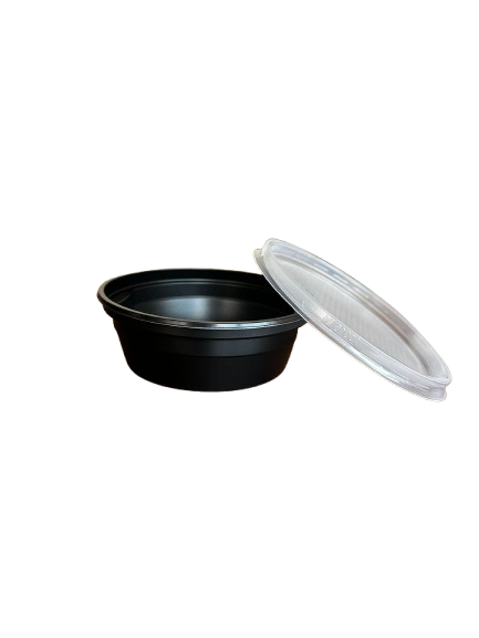 Goodpack - Boluri pentru supa din PP negru, cu capac transparent 360ml, 50buc/set