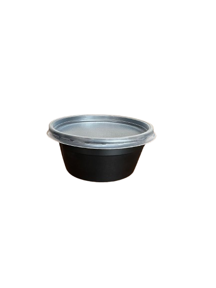 Goodpack - Boluri pentru supa din PP negru, cu capac transparent 460ml, 50buc/set
