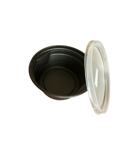 Goodpack - Boluri pentru supa din PP negru, cu capac transparent 460ml, 50buc/set