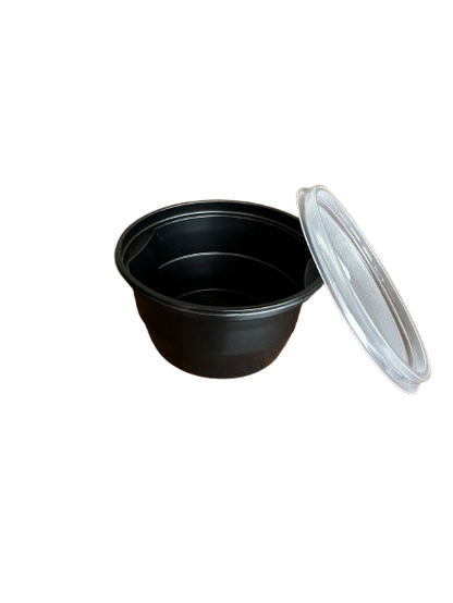 Goodpack - Boluri pentru supa din PP negru, cu capac transparent 560ml, 50buc/set