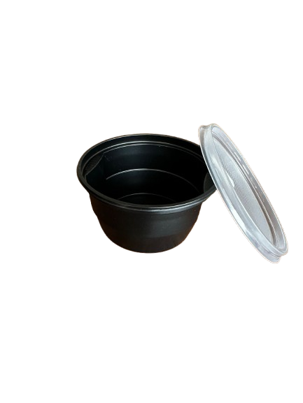 Goodpack - Boluri pentru supa din PP negru, cu capac transparent 560ml, 50buc/set