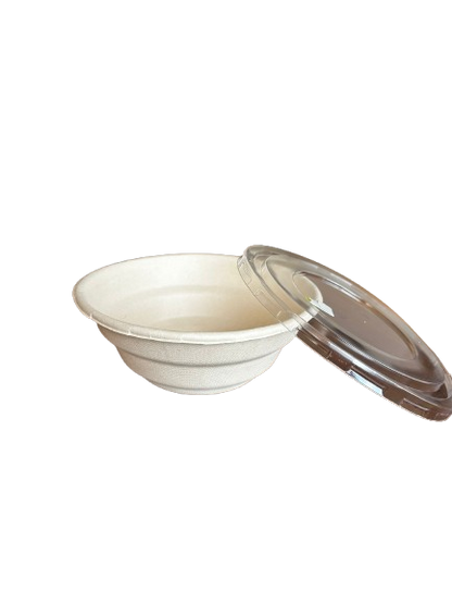 Boluri BIO din trestie de zahar, 950 ml, cu capac transparent, 50 buc/set
