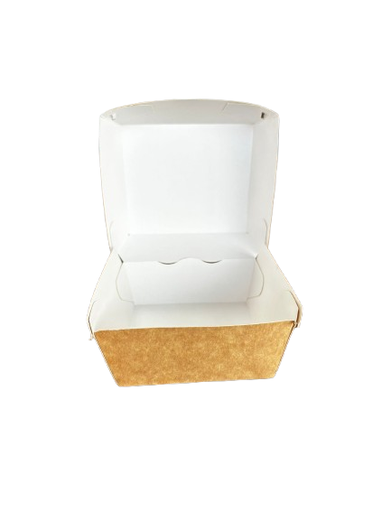 Cutii carton natur mici pentru hamburger, 95*95*70 mm, 100 buc/set