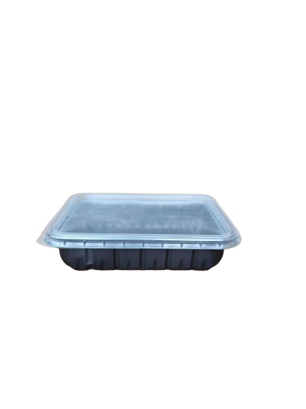 Caserole negre cu capac transparent inclus, 187*137*37 mm, 50 buc/set