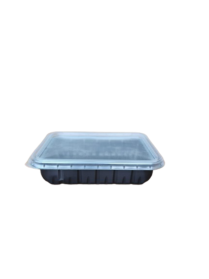 Caserole negre cu capac transparent inclus, 187*137*37 mm, 50 buc/set