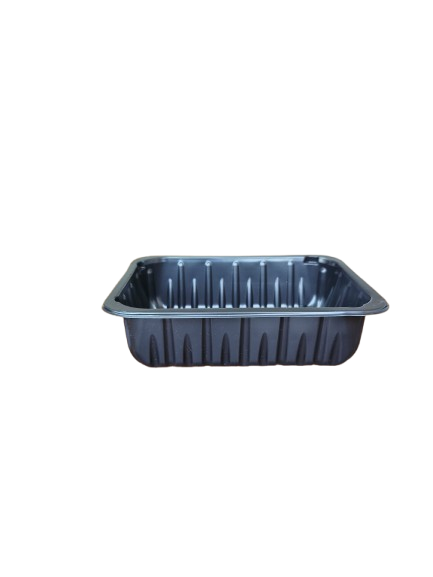 Caserole negre cu capac transparent inclus, 187*137*50 mm, 50 buc/set