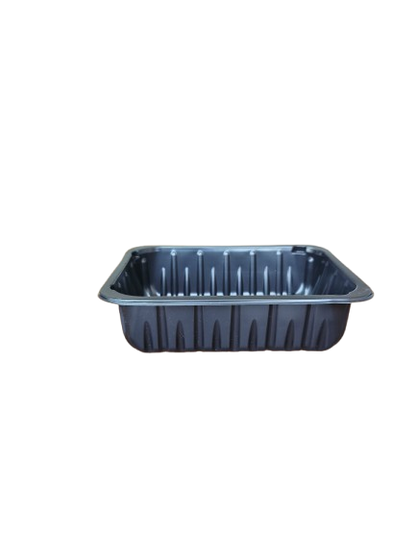 Caserole negre cu capac transparent inclus, 187*137*50 mm, 50 buc/set