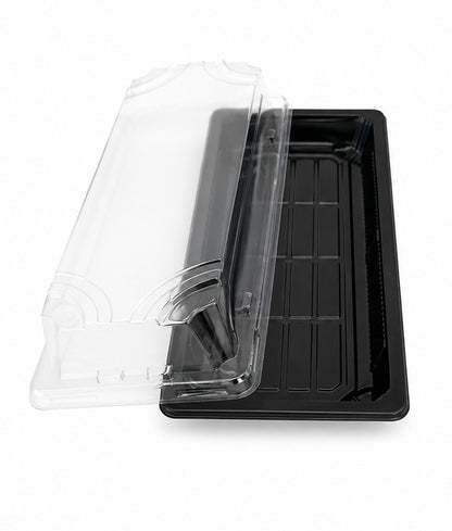 Caserole sushi negre cu capac transparent, 224*94 mm