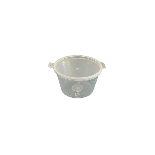 Sosiere rotunde din PP cu capac atasat 2 oz, 50 buc/set