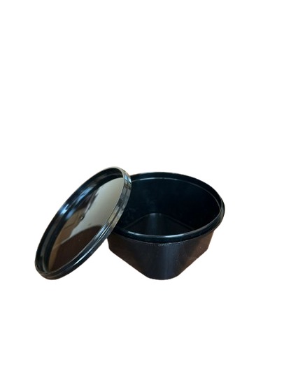 Boluri pentru supa din PP negru cu sigiliu si capac negru 560ml, 50buc/set